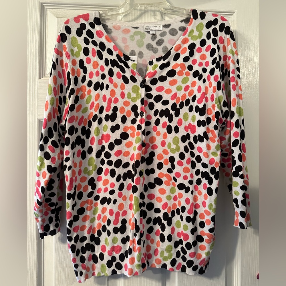 Joseph A Multicolor Polka Dot Cardigan